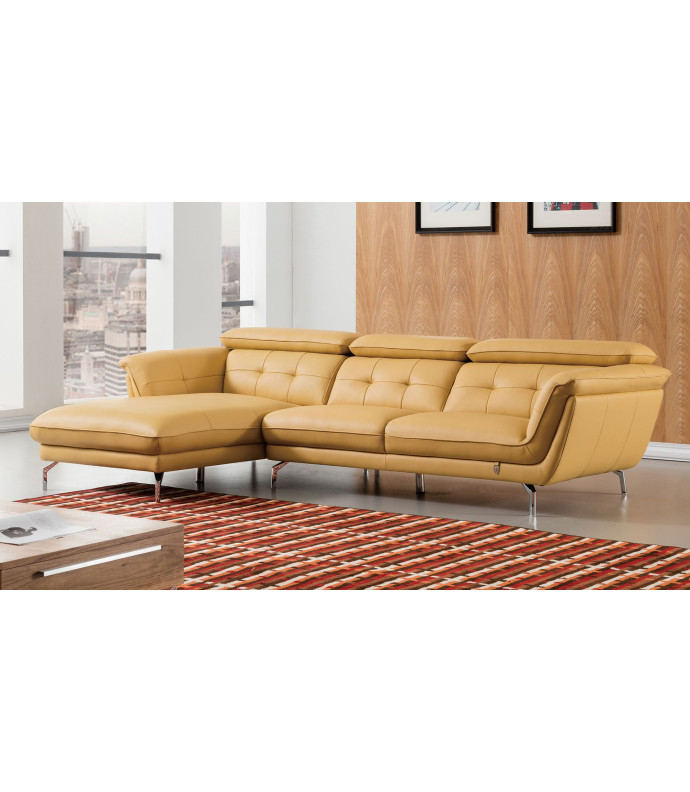 EK-L083 Yellow Italian Leather Sectional - Right Sitting Contemporary Style by American Eagle Furniture