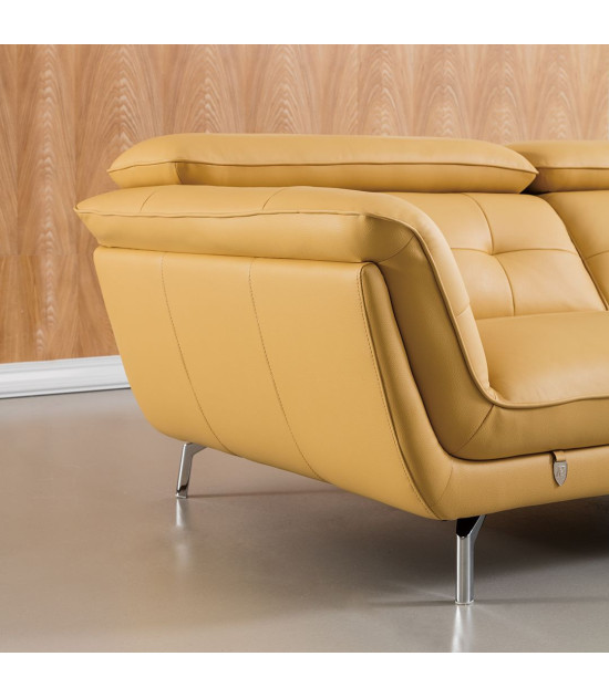 EK-L083 Yellow Italian Leather Sectional - Right Sitting Contemporary Style by American Eagle Furniture