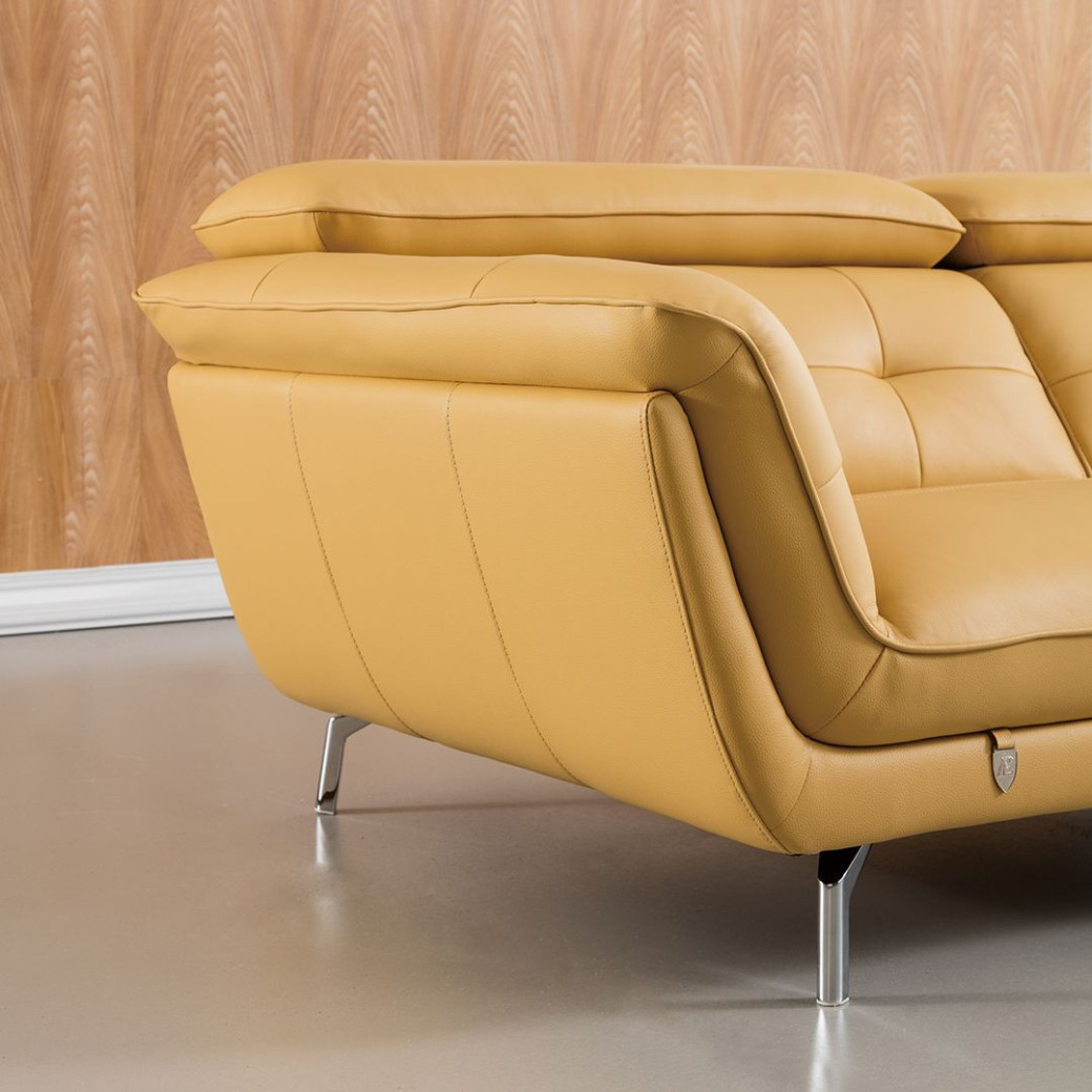 EK-L083 Yellow Italian Leather Sectional - Right Sitting Contemporary Style by American Eagle Furniture