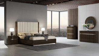 P115 Dark Walnut Finish Queen Bed Contemporary Style by American Eagle Furniture