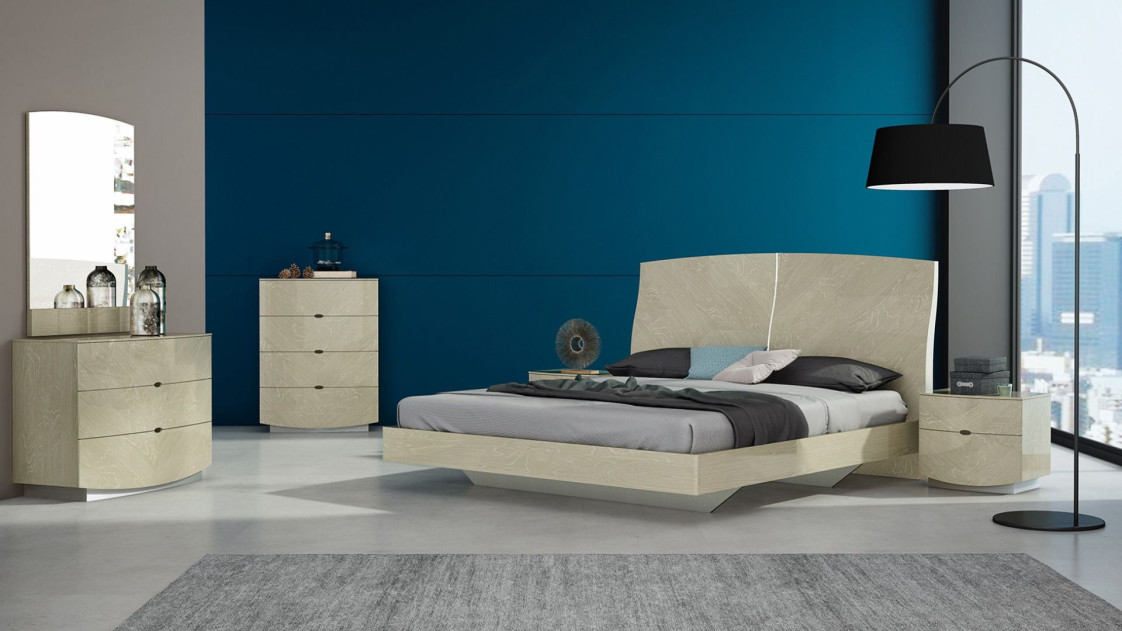 P113 Light Walnut Finish Queen Bed Contemporary Style by American Eagle Furniture