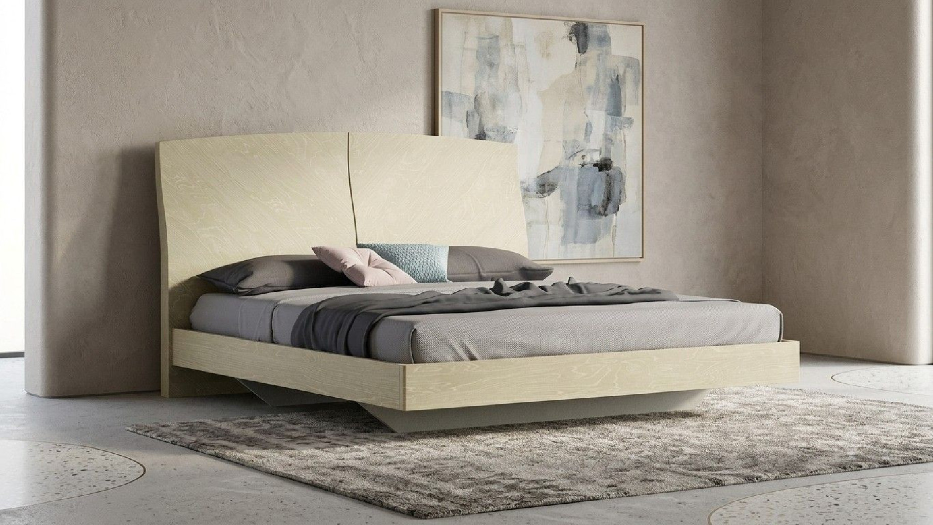 P113 Light Walnut Finish Queen Bed Contemporary Style by American Eagle Furniture