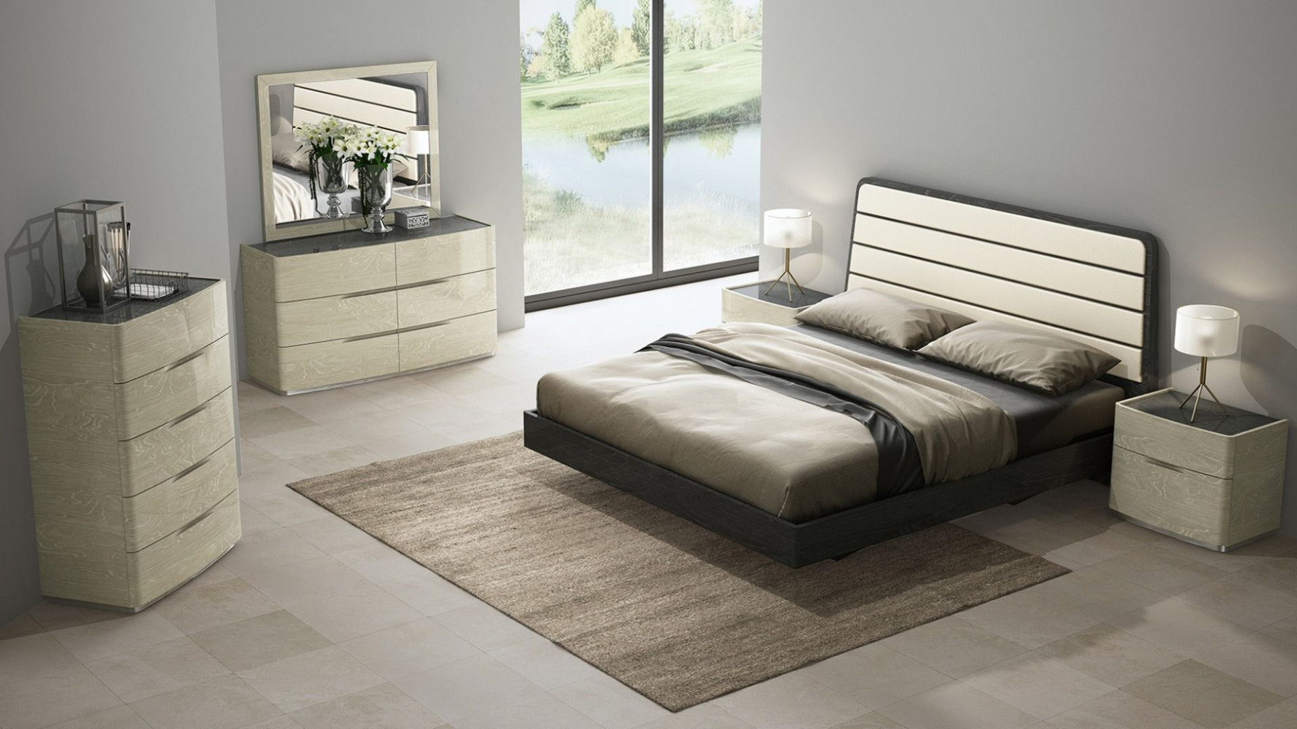P112 Gray Finish Eastern King Bed Contemporary Style by American Eagle Furniture