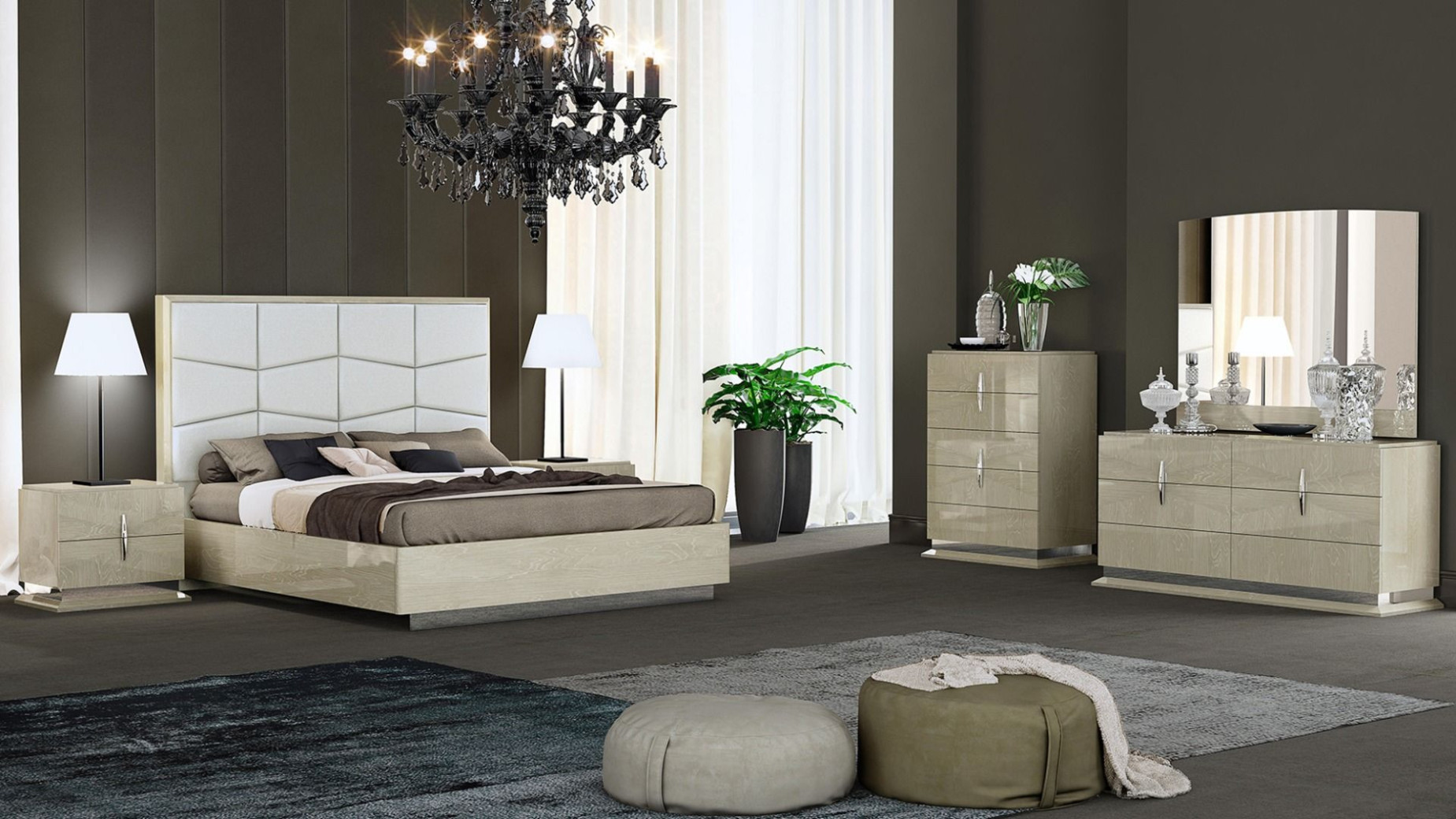 P108 Light Walnut Finish Queen Bed Contemporary Style by American Eagle Furniture
