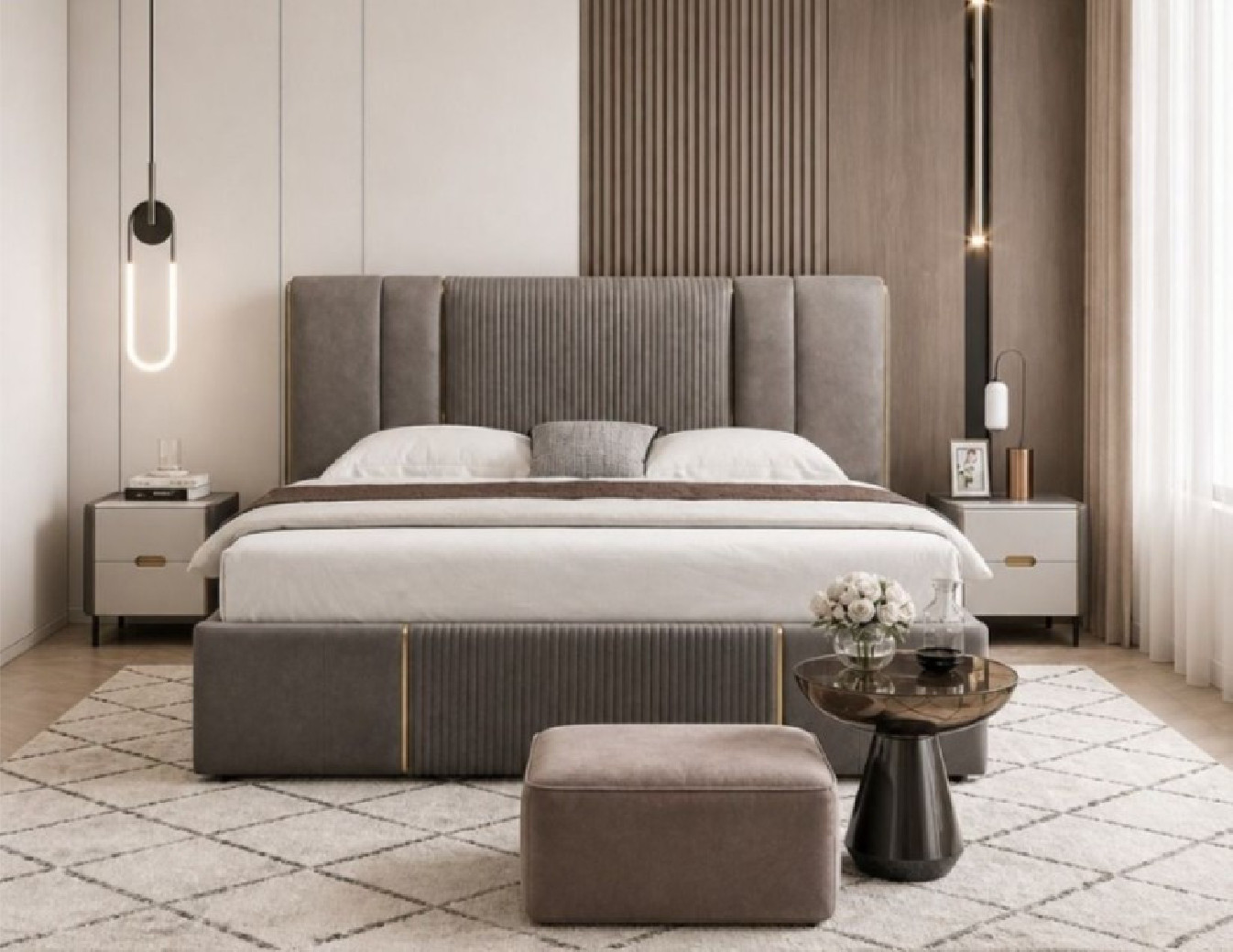 B-Y2009-Q Top Grain Genuine Leather Queen Sized Bed Contemporary Style by American Eagle Furniture