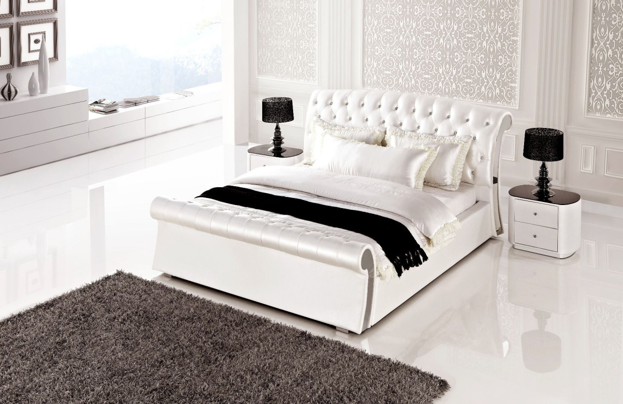 B6275 Leather Bed with 2 nightstands In Queen Size Contemporary Style by American Eagle Furniture