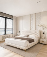 B-Y2011-Q Top Grain Genuine Leather Queen Sized Bed Contemporary Style by American Eagle Furniture