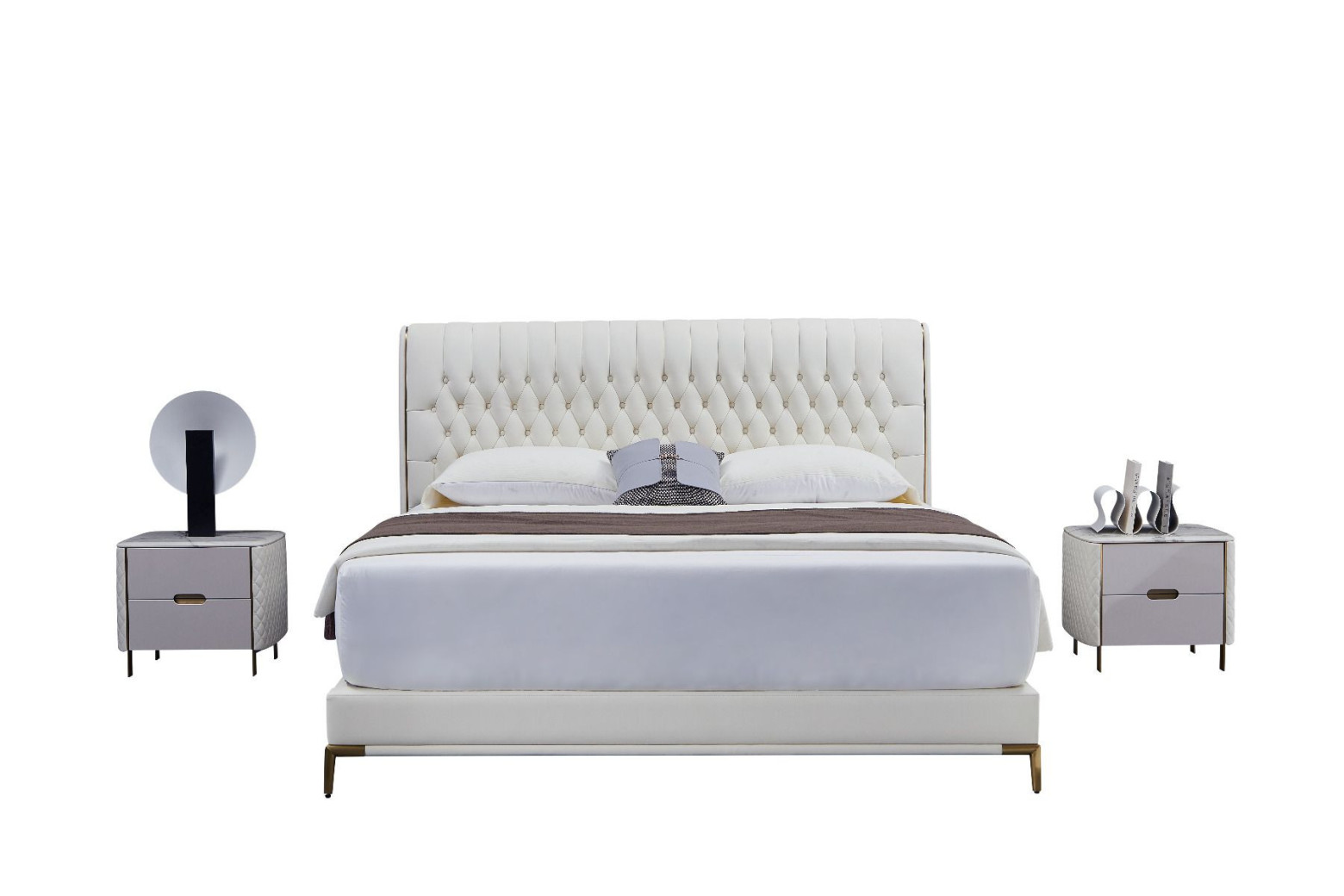 B-Y2011-Q Top Grain Genuine Leather Queen Sized Bed Contemporary Style by American Eagle Furniture