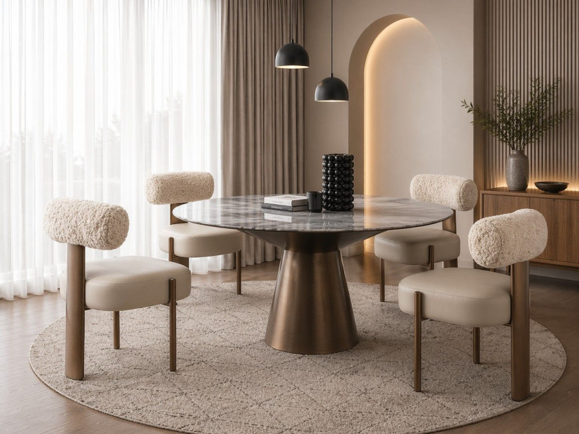 TL-J3134 Faux Marble 5Pc Dining Table Set Contemporary Style by American Eagle Furniture