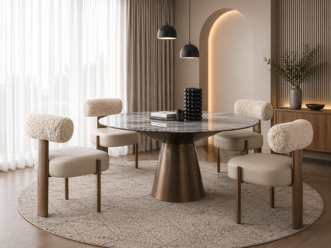 TL-J3134 Faux Marble 5Pc Dining Table Set Contemporary Style by American Eagle Furniture