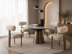 TL-J3134 Faux Marble 5Pc Dining Table Set Contemporary Style by American Eagle Furniture
