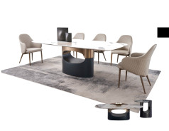 TL-J3131 7Pc Faux Marble & Metal Dining Table Set Contemporary Style by American Eagle Furniture