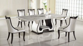 H901 Faux Marble Top 7-Piece Dining Table Set – Contemporary Style by American Eagle Furniture