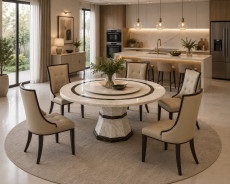 H38 Round Faux Marble 7-Piece Dining Set – Contemporary Style | American Eagle