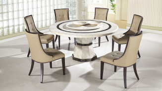 H38 Round Faux Marble 7-Piece Dining Set – Contemporary Style | American Eagle