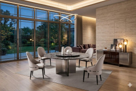 DT-H16 Faux Marble Top  7PC Round Dining Table Set Contemporary Style By Acme Furniture