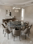 DT-H16 Faux Marble Top  7PC Round Dining Table Set Contemporary Style By Acme Furniture