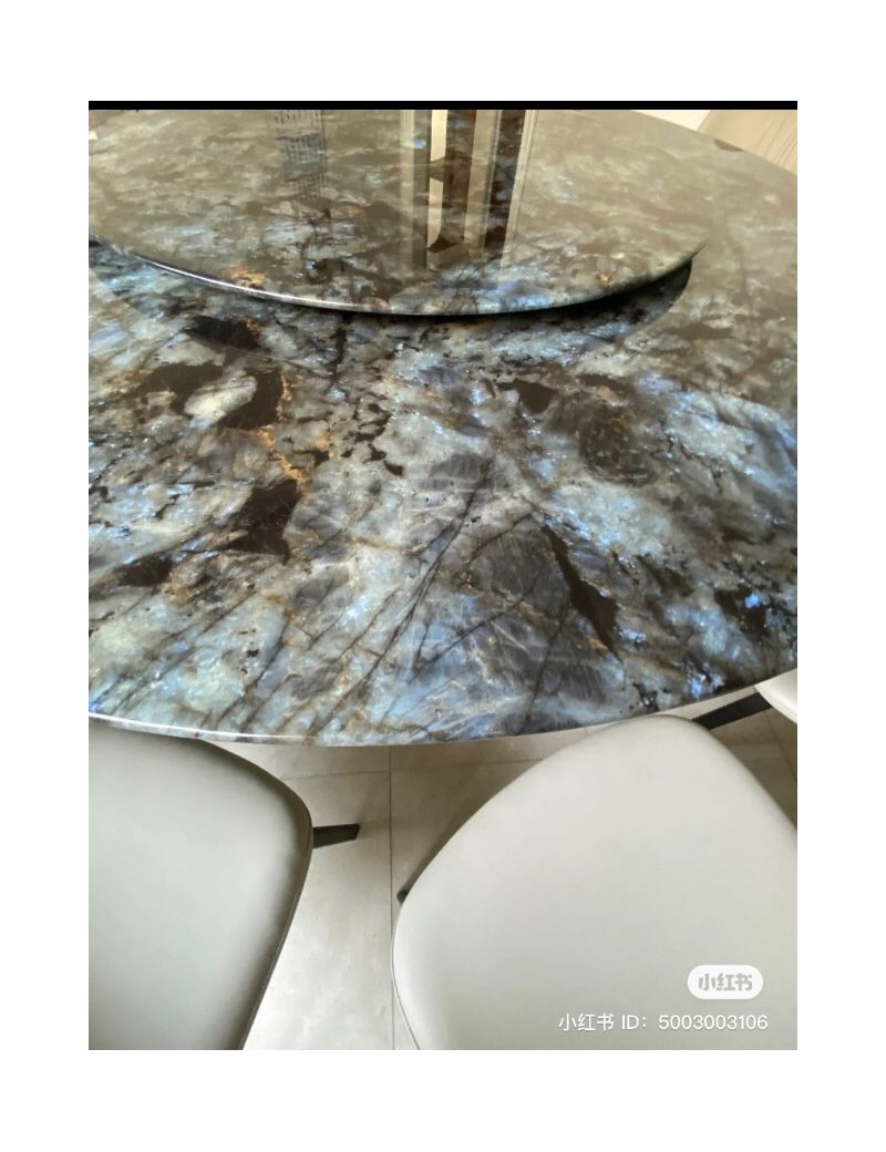 DT-H16 Faux Marble Top  7PC Round Dining Table Set Contemporary Style By Acme Furniture
