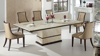 H28 Faux Marble Top 7Pc Dining Table Set Contemporary Style by American Eagle Furniture