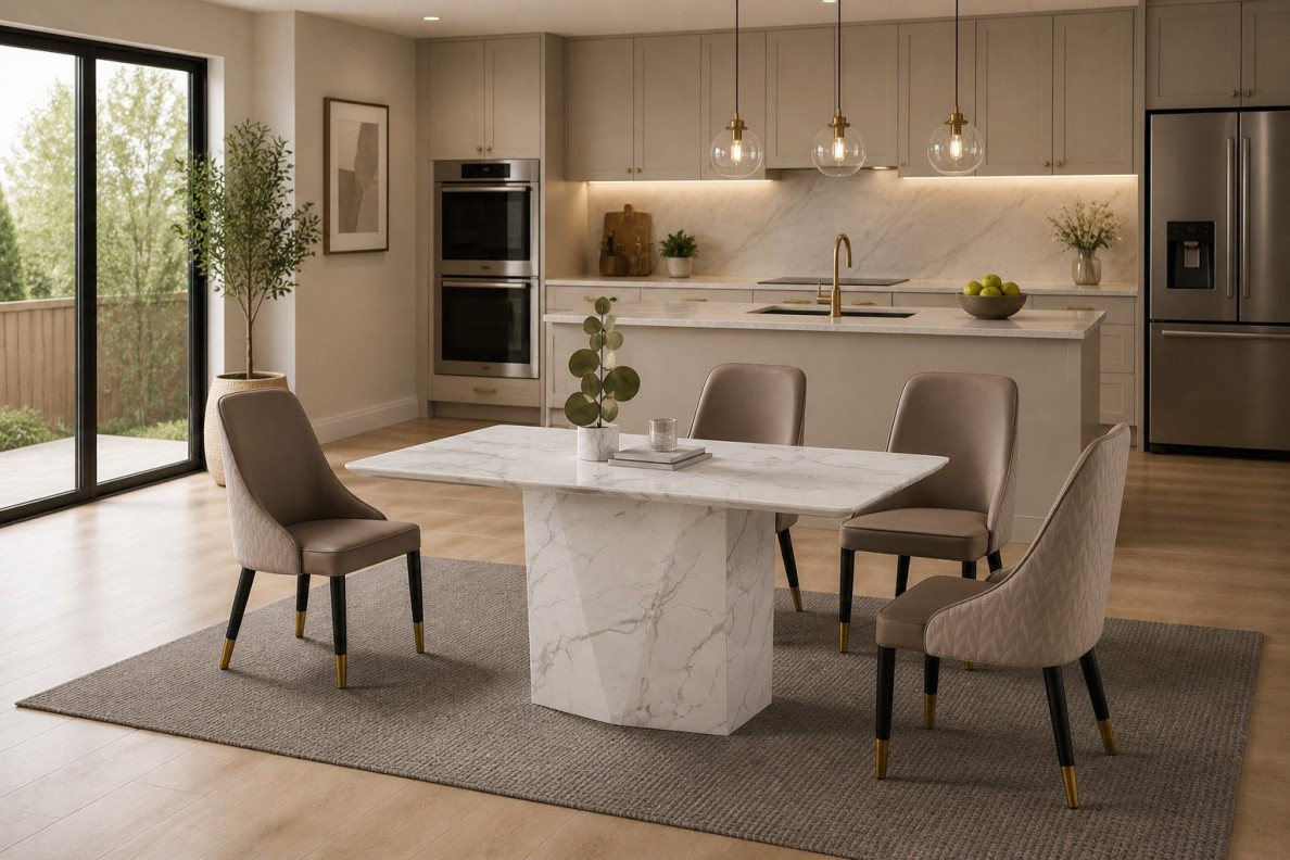 DT-H70 Faux Marble 7-Piece Dining Set Contemporary Style| American Eagle