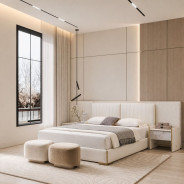B-Y2008-EK Top Grain Genuine Leather Eastern King Sized Bed Contemporary Style by American Eagle Furniture