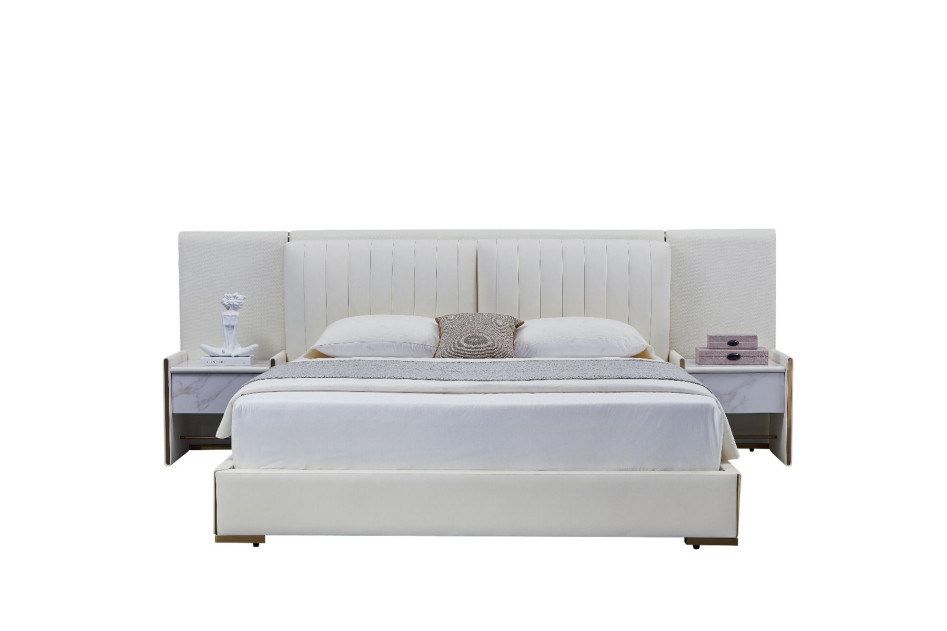B-Y2008-EK Top Grain Genuine Leather Eastern King Sized Bed Contemporary Style by American Eagle Furniture