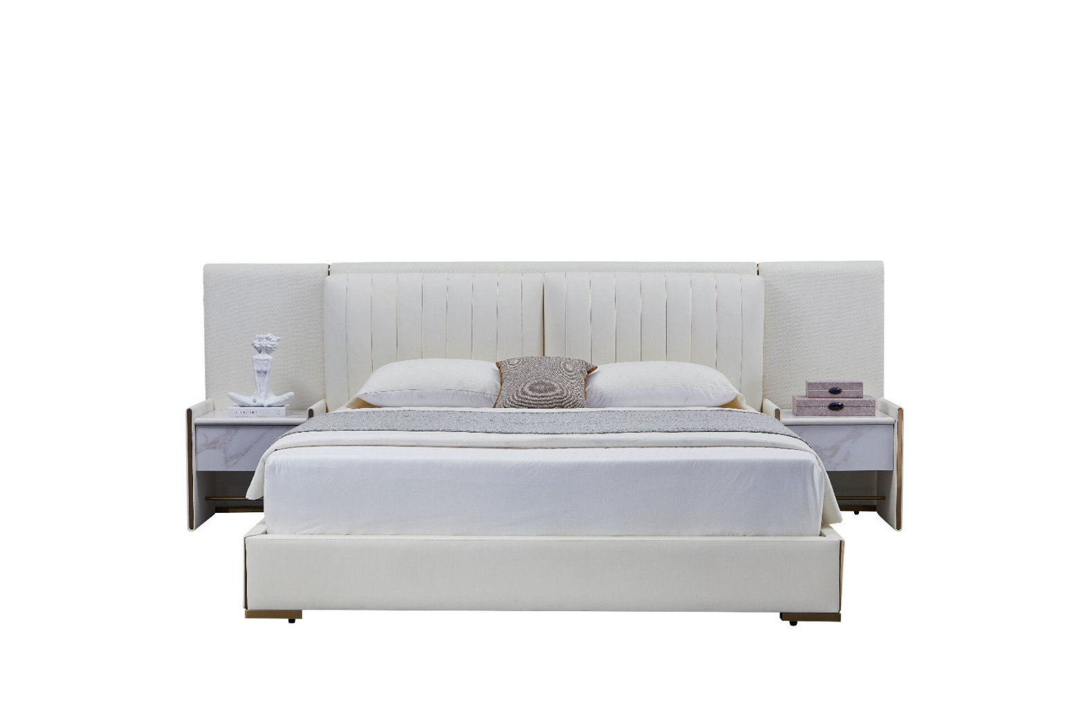 B-Y2008-EK Top Grain Genuine Leather Eastern King Sized Bed Contemporary Style by American Eagle Furniture