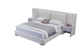 B-Y2008-EK Top Grain Genuine Leather Eastern King Sized Bed Contemporary Style by American Eagle Furniture