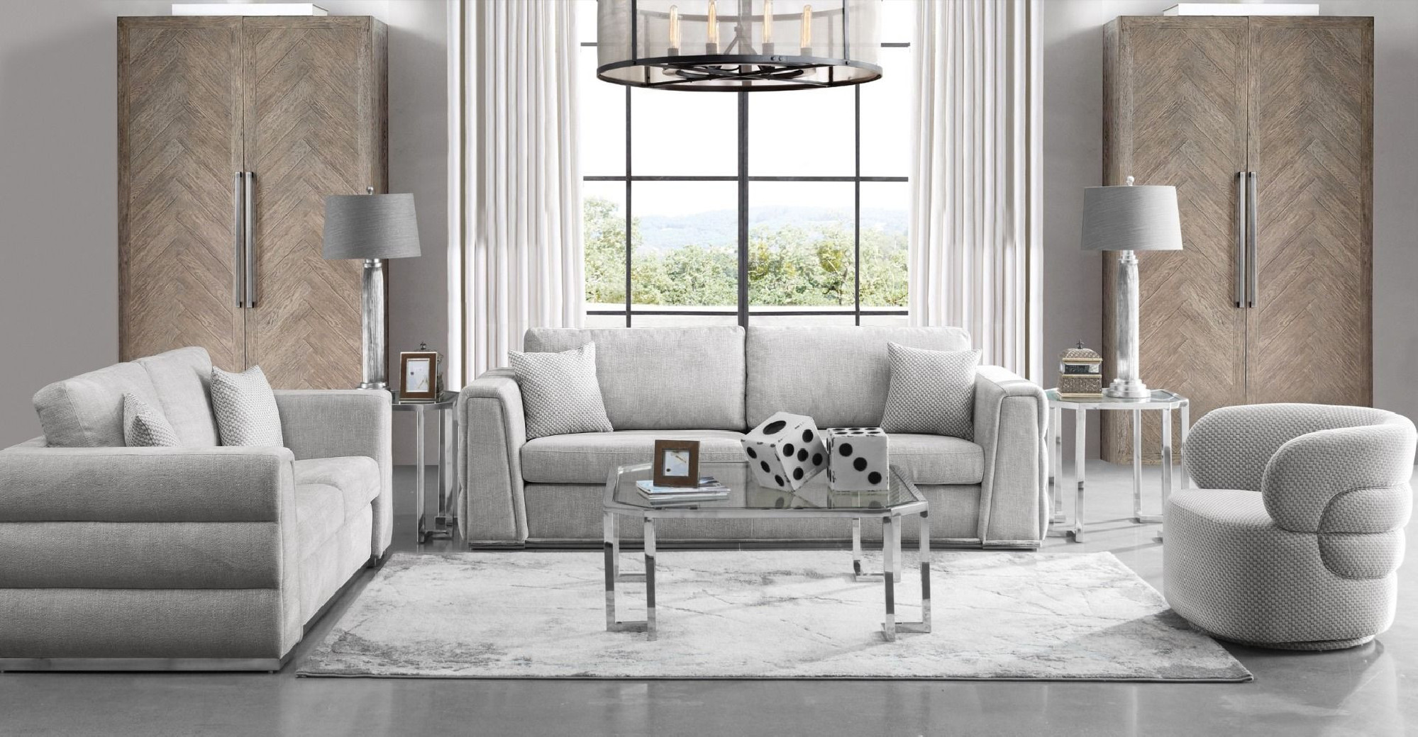 CT-Z005 Silver Coffee Table Contemporary Style by American Eagle Furniture