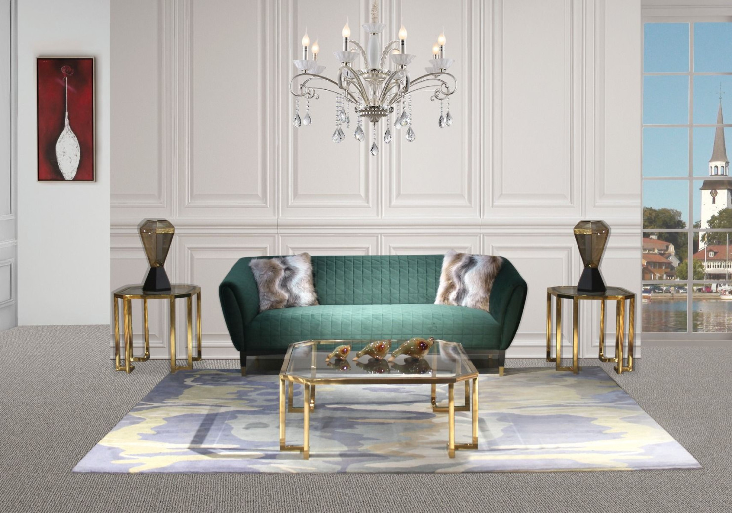 CT-Z003 Gold Coffee Table Contemporary Style by American Eagle Furniture