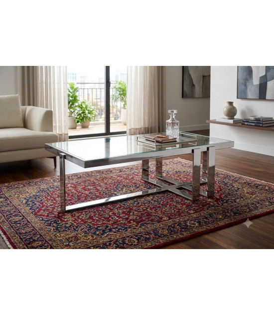 CT-Z002 Coffee Table Polished chrome-finished Contemporary Style by American Eagle Furniture