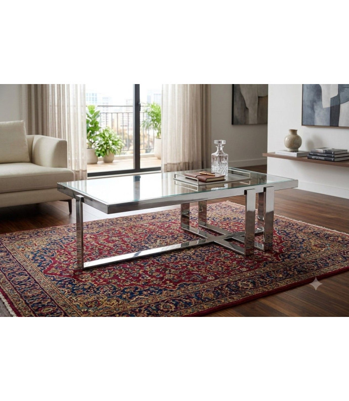 CT-Z002 Coffee Table Polished chrome-finished Contemporary Style by American Eagle Furniture
