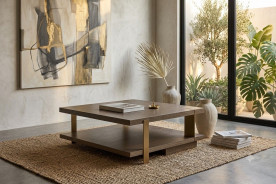 CT-Y302-1 Wood & Metal Coffee Table Contemporary Style by American Eagle Furniture