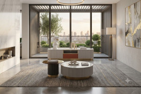CT-Y301 Faux Marble & Wood Round Coffee Table Contemporary Style by American Eagle Furniture