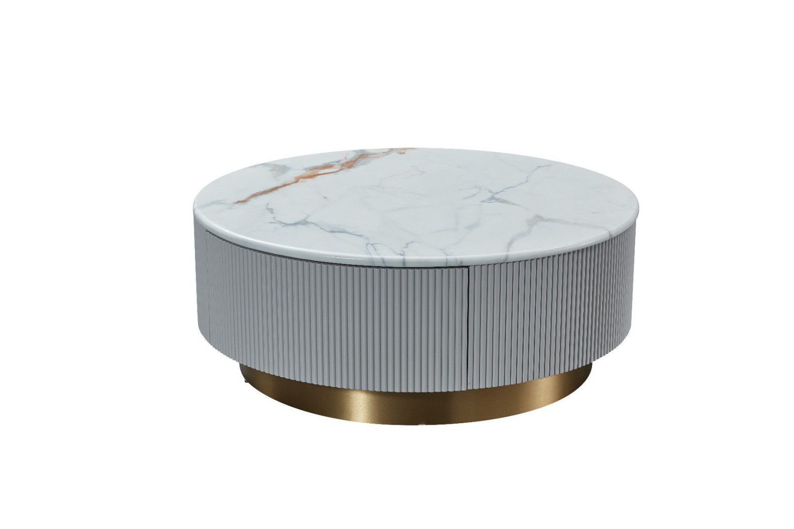 CT-Y301 Faux Marble & Wood Round Coffee Table Contemporary Style by American Eagle Furniture