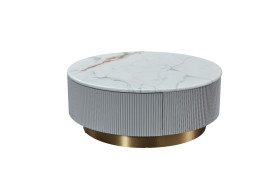 CT-Y301 Faux Marble & Wood Round Coffee Table Contemporary Style by American Eagle Furniture