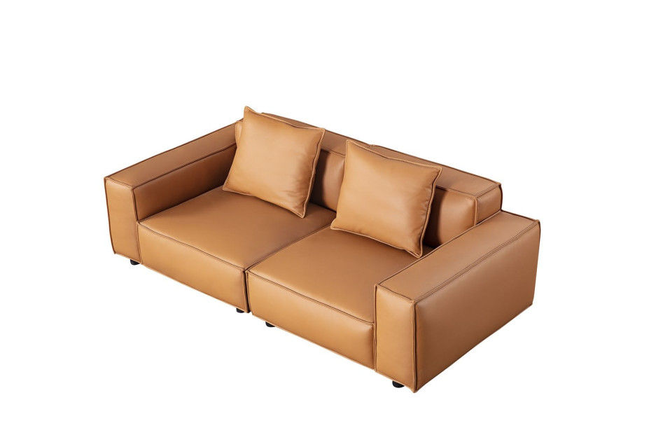 EK8008-Medium Brown Extra long Full Leather Sofa & Loveseat Contemporary Style by American Eagle Furniture