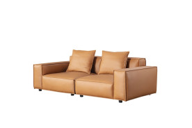 EK8008-Medium Brown Extra long Full Leather Sofa & Loveseat Contemporary Style by American Eagle Furniture
