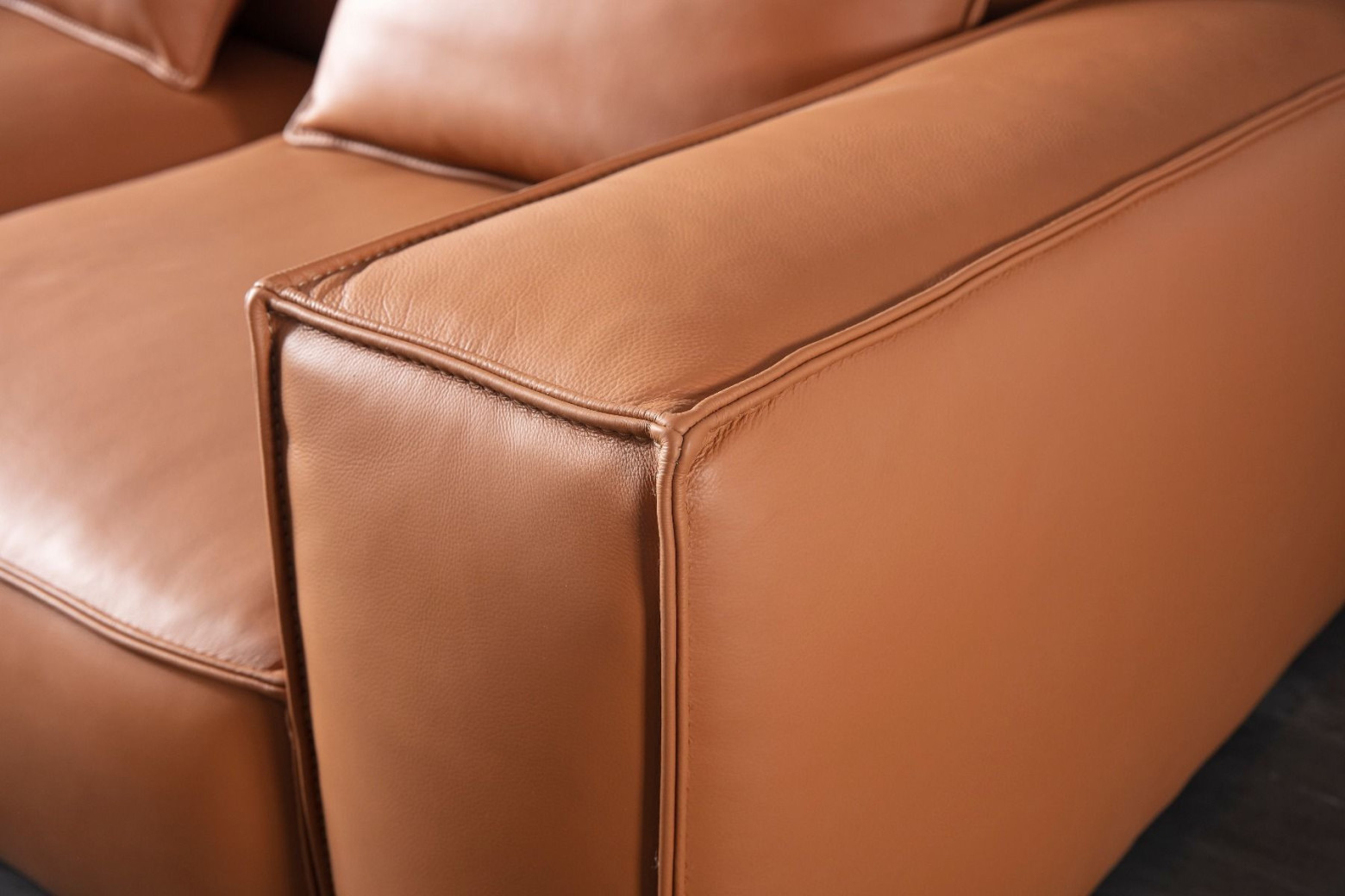 EK8008-Medium Brown Extra long Full Leather Sofa & Loveseat Contemporary Style by American Eagle Furniture
