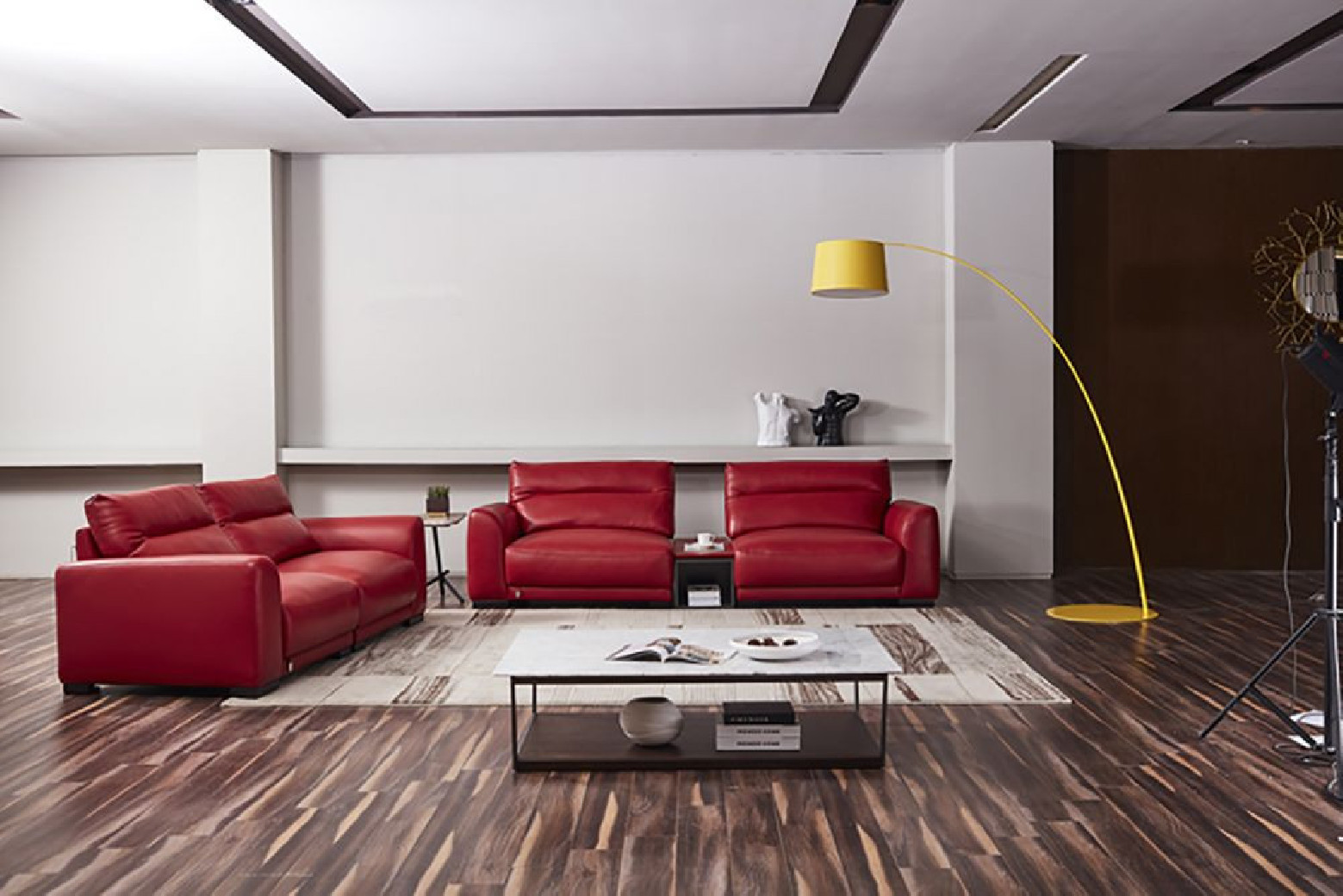 EK8012 Red Full Italian Leather Sofa & Loveseat Contemporary Style by American Eagle