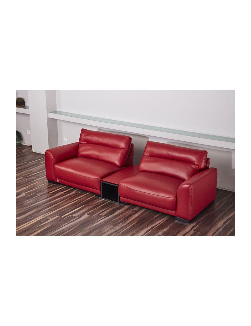 EK8012 Red Full Italian Leather Sofa & Loveseat Contemporary Style by American Eagle