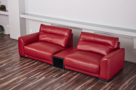 EK8012 Red Full Italian Leather Sofa & Loveseat Contemporary Style by American Eagle