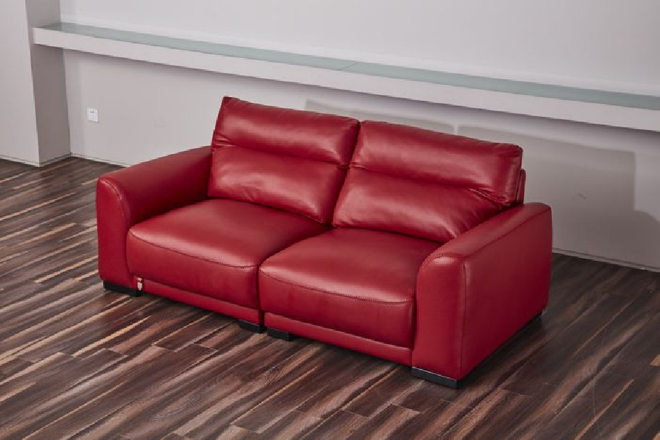 EK8012 Red Full Italian Leather Sofa & Loveseat Contemporary Style by American Eagle