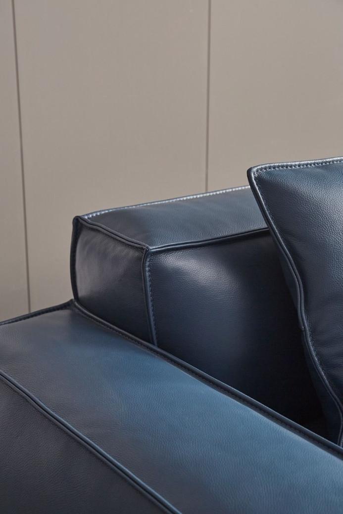 EK8008 Navy Blue Full Leather Sofa & Loveseat Contemporary Style by American Eagle