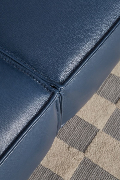 EK8008 Navy Blue Full Leather Sofa & Loveseat Contemporary Style by American Eagle