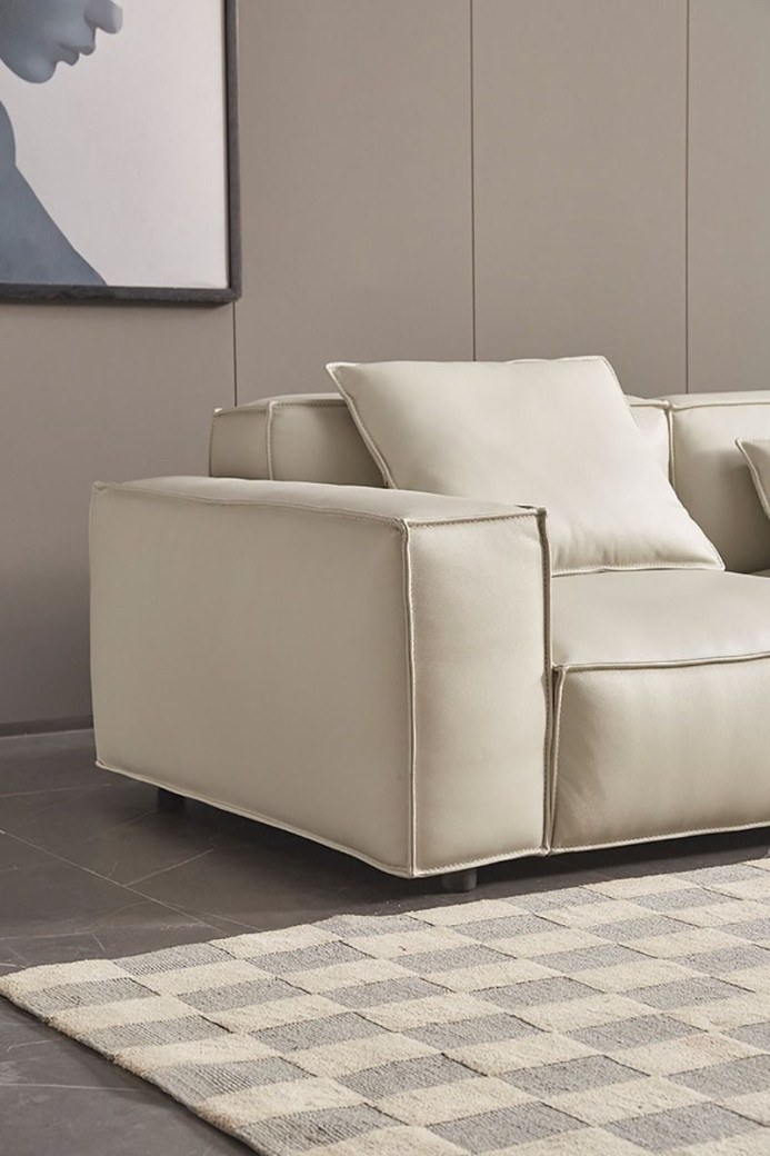 EK8008 Light Gray Full Leather Sofa & Loveseat Contemporary Style by American Eagle