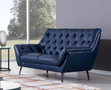 EK8003 Navy Blue Italian Leather Sofa & Loveseat Contemporary Style by American Eagle Furniture