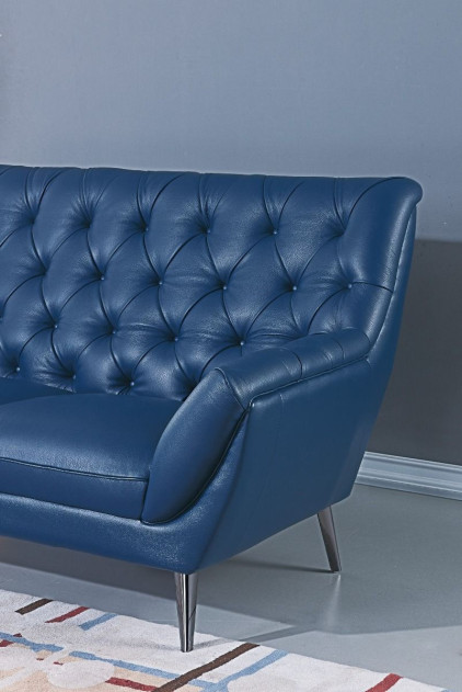 EK8003 Navy Blue Italian Leather Sofa & Loveseat Contemporary Style by American Eagle Furniture