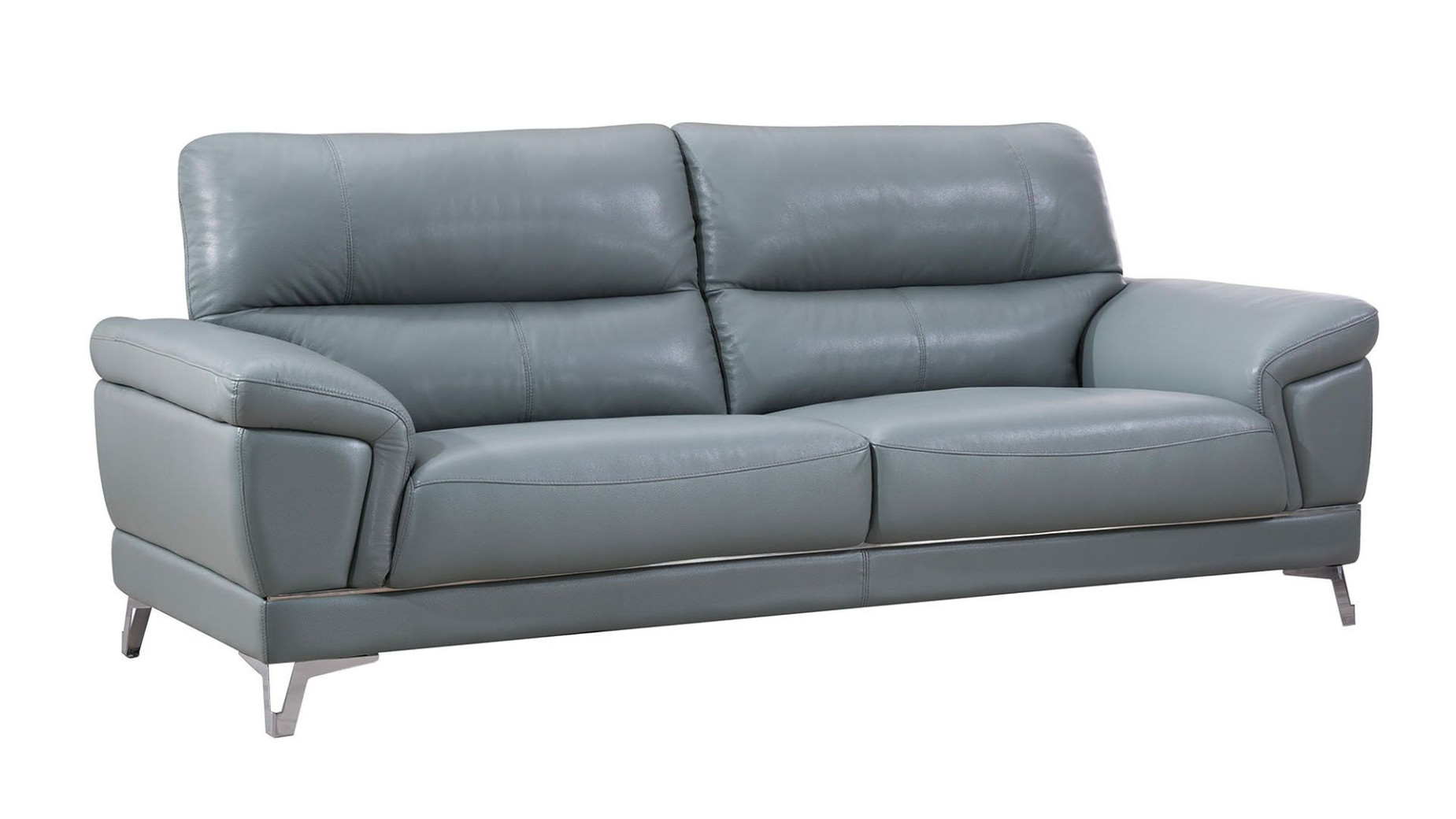 EK151 Light Grayish Blue Genuine Leather Sofa & Loveseat Contemporary Style by American Eagle Furniture