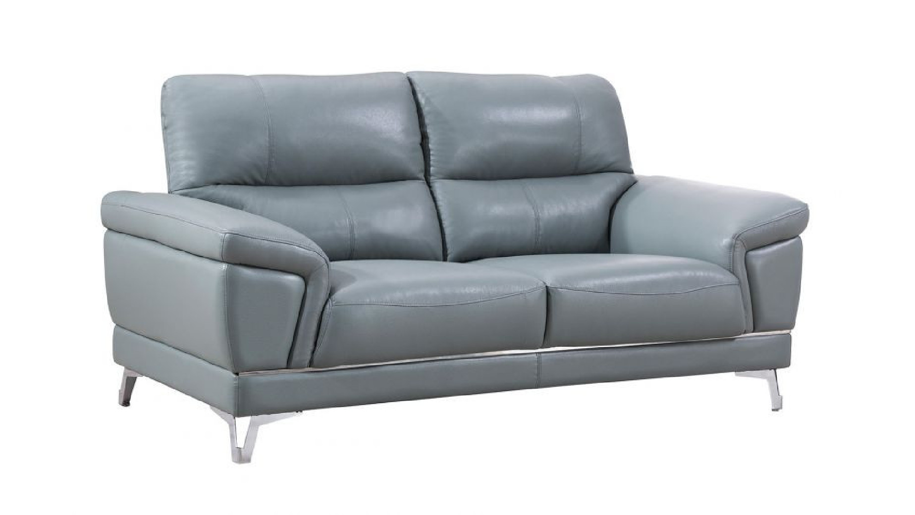 EK151 Light Grayish Blue Genuine Leather Sofa & Loveseat Contemporary Style by American Eagle Furniture